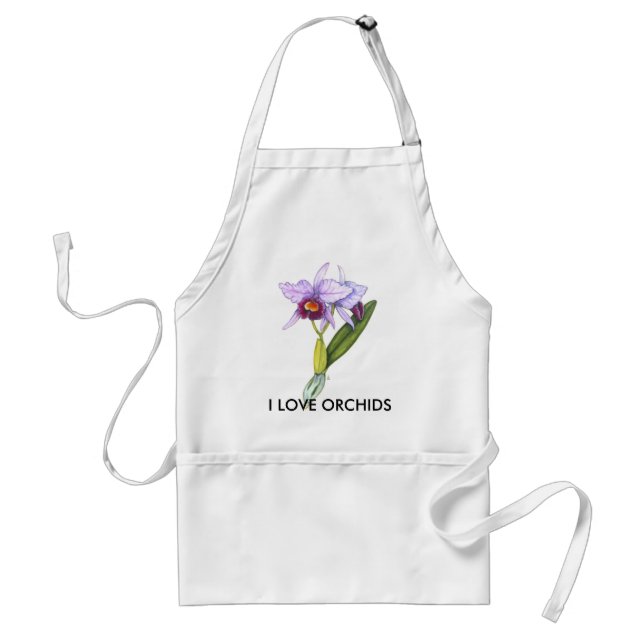 Cattleya labiata, I LOVE ORCHIDS Adult Apron (Front)