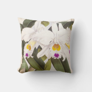Cattleya Morgane Vintage Lindenia Orchid Throw Pillow