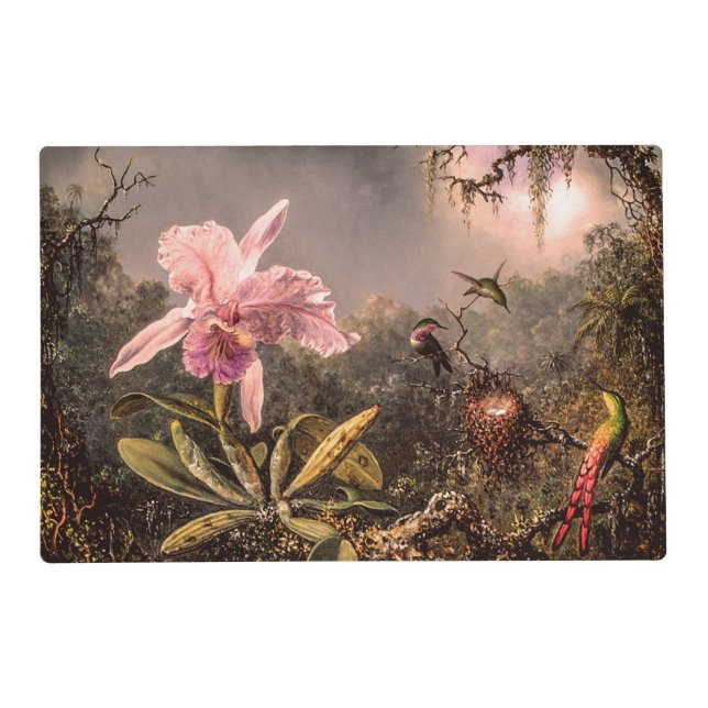 Cattleya Orchid and Three Brazilian Hummingbirds Placemat (Front)