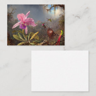 Cattleya Orchid and Three Hummingbirds by Heade Note Card