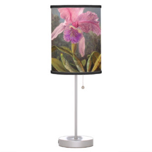 Cattleya Orchid and Three Hummingbirds by Heade Table Lamp