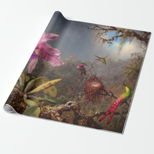 Cattleya Orchid and Three Hummingbirds by Heade Wrapping Paper