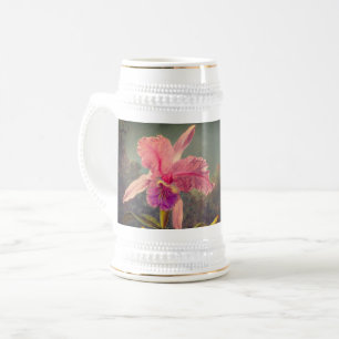 Cattleya Orchid and Three Hummingbirds Heade Beer Stein