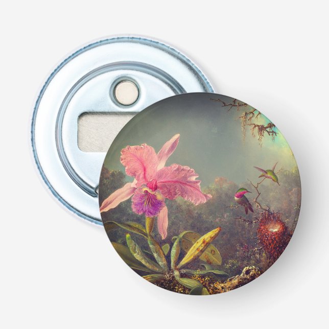 Cattleya Orchid and Three Hummingbirds Heade Bottle Opener (Front)
