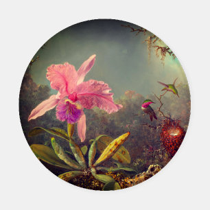 Cattleya Orchid and Three Hummingbirds Heade Coaster Set