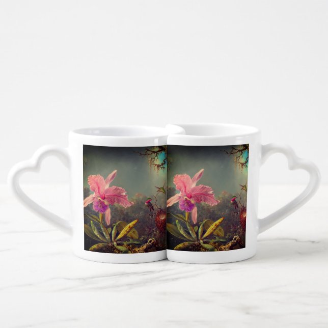 Cattleya Orchid and Three Hummingbirds Heade Coffee Mug Set (Front Nesting)