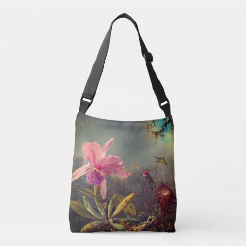 Cattleya Orchid and Three Hummingbirds Heade Crossbody Bag