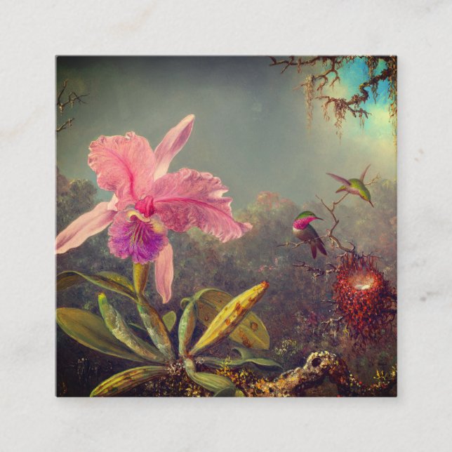 Cattleya Orchid and Three Hummingbirds Heade Enclosure Card (Front)
