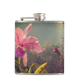 Cattleya Orchid and Three Hummingbirds Heade Flask