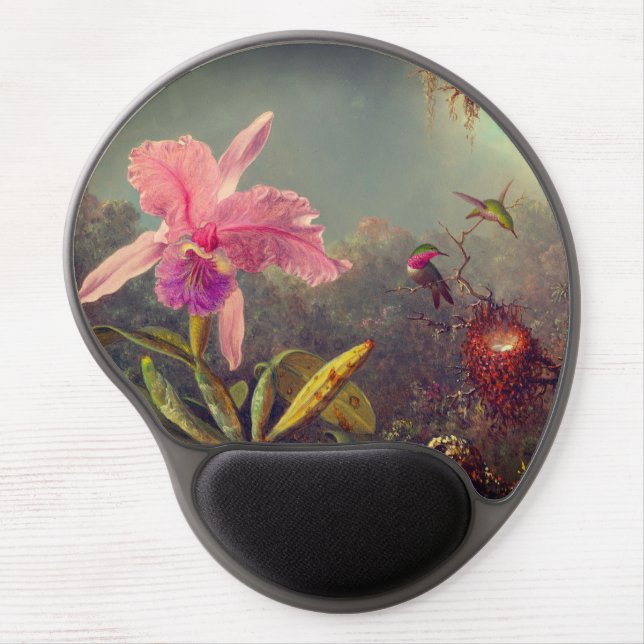 Cattleya Orchid and Three Hummingbirds Heade Gel Mouse Pad (Front)