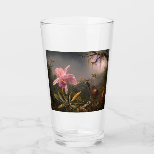 Cattleya Orchid and Three Hummingbirds Heade Glass