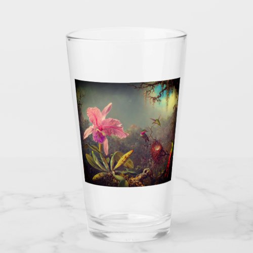 Cattleya Orchid and Three Hummingbirds Heade Glass