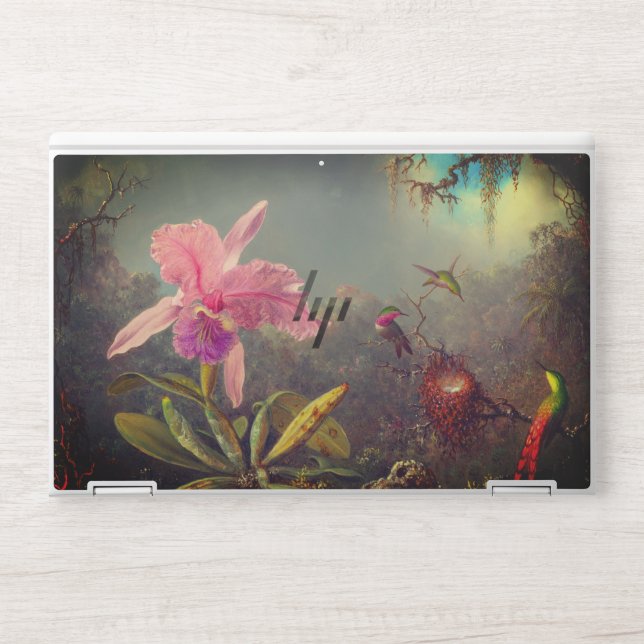 Cattleya Orchid and Three Hummingbirds Heade HP Laptop Skin (Front)