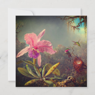 Cattleya Orchid and Three Hummingbirds Heade Invitation