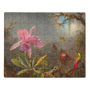 Cattleya Orchid and Three Hummingbirds Heade Jigsaw Puzzle