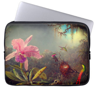 Cattleya Orchid and Three Hummingbirds Heade Laptop Sleeve