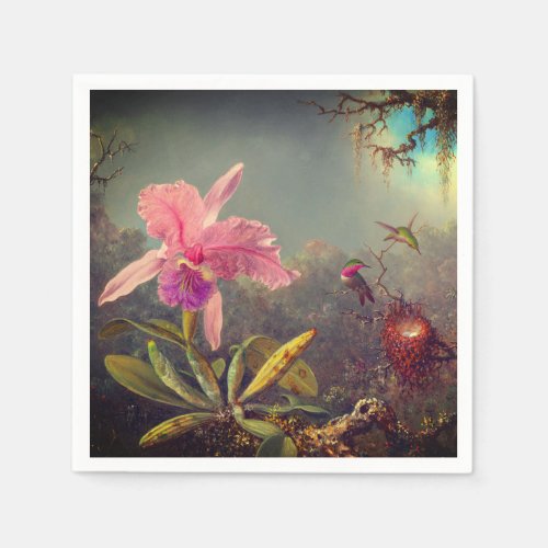 Cattleya Orchid and Three Hummingbirds Heade Napkins