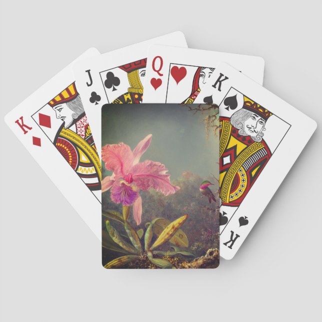 Cattleya Orchid and Three Hummingbirds Heade Poker Cards (Back)