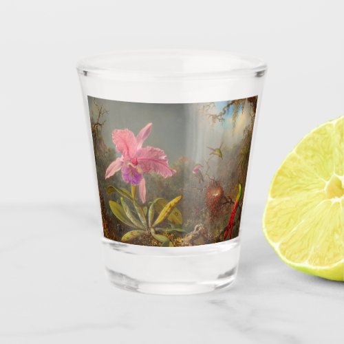 Cattleya Orchid and Three Hummingbirds Heade Shot Glass