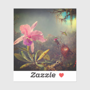 Cattleya Orchid and Three Hummingbirds Heade Sticker