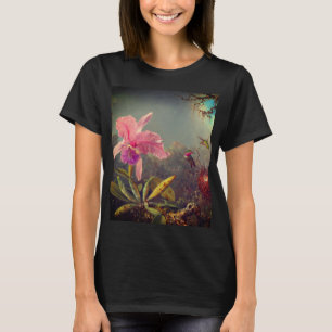 Cattleya Orchid and Three Hummingbirds Heade T-Shirt