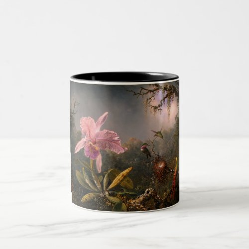 Cattleya Orchid and Three Hummingbirds Heade Two_Tone Coffee Mug