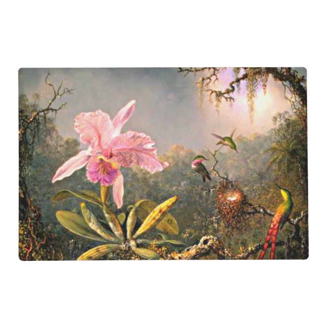 Cattleya Orchid and Three Hummingbirds Placemat (Front)