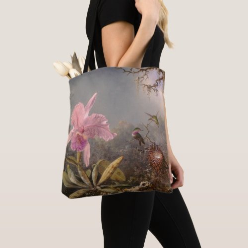 Cattleya Orchid and Three Hummingbirds Tote Bag