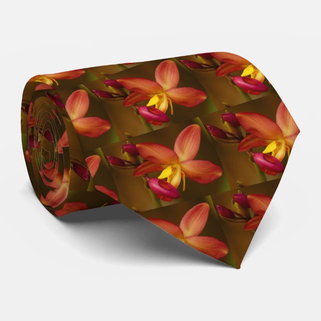 Cattleya Orchid Men's Tie (Rolled)