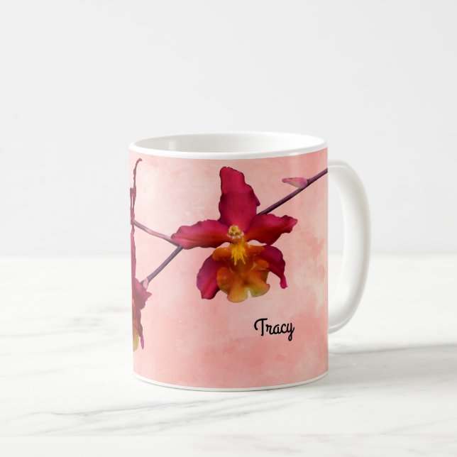 Cattleya Orchid Mug, Add your Name Coffee Mug (Front Right)