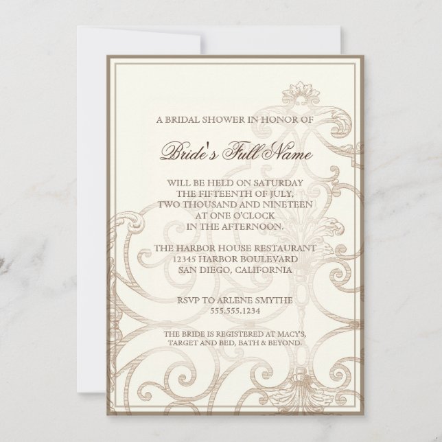 Cattleya Orchid taupe brown - Bridal Shower Invite (Front)