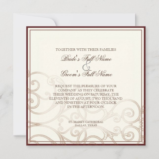 Cattleya Orchid taupe brown - Wedding Invitation (Front)