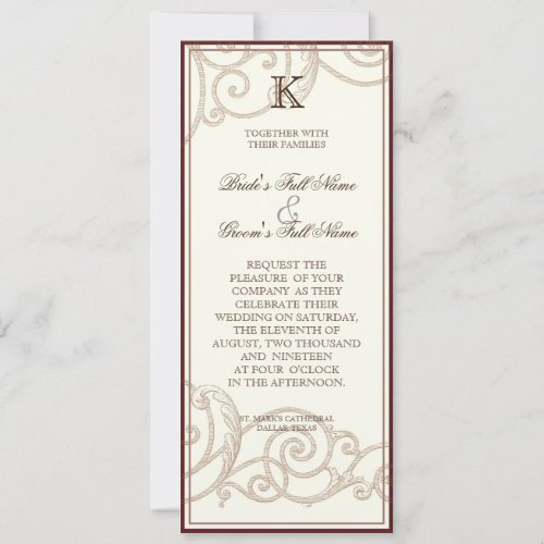 Cattleya Orchid taupe brown _ Wedding Invitation