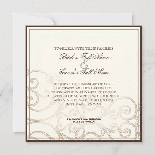 Cattleya Orchid taupe brown _ Wedding Invitation