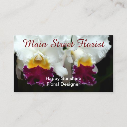 Cattleya Orchid White and Red Flowers Business Card