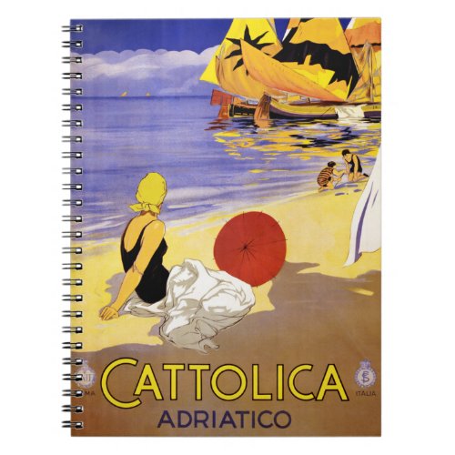 Cattolica Adriatico Italy Vintage Travel Poster Re Notebook