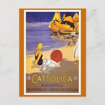 "cattolica" Vintage Italian Travel Poster Postcard by PrimeVintage at Zazzle