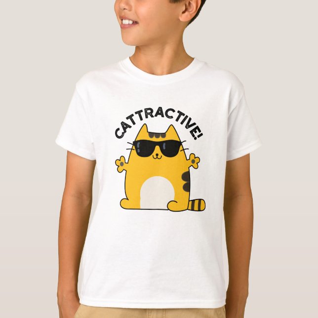 Cattractive Funny Attractive Cat Pun  T-Shirt (Front)