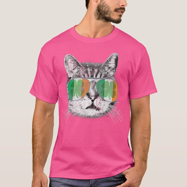 Cattys Cat Shamrock St Patricks Day Saint Paddys T-Shirt (Front)
