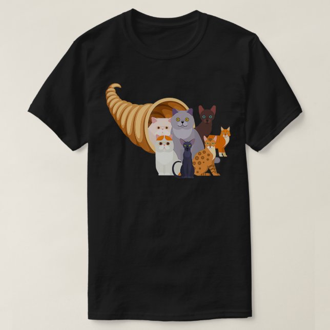 Catucopia Cats Cornucopia  Trendy Funny Thanksgivi T-Shirt (Design Front)