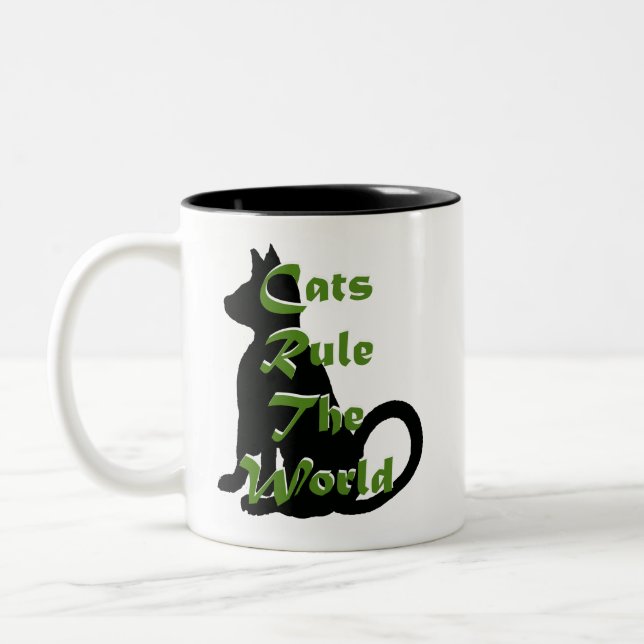 Caturday Cats Rule The World Gifts Two-Tone Coffee Mug (Left)