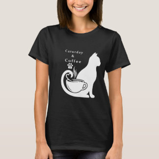 Caturday & Coffee Cute Cat and Coffee Lover's Desi T-Shirt