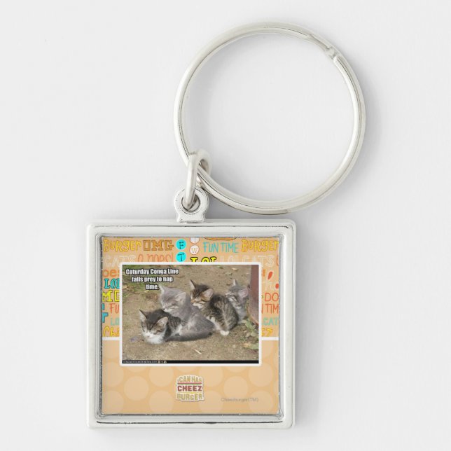 Caturday Conga Line Keychain (Front)