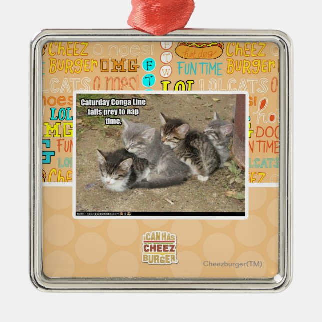 Caturday Conga Line Metal Ornament (Front)