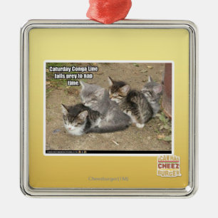 Caturday Conga Line Metal Ornament