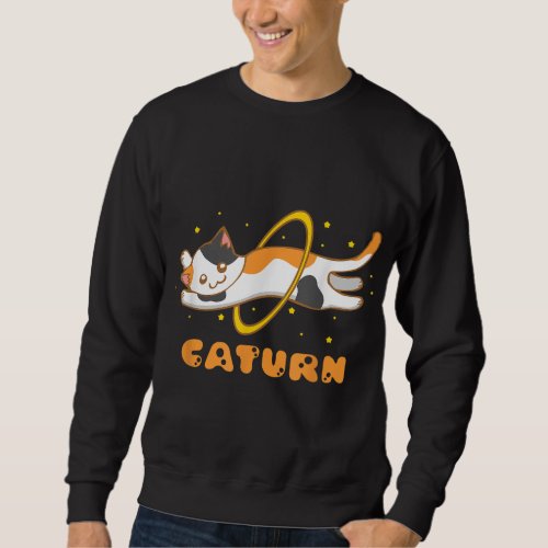 Caturn Cat in Space Planet Saturn Kitten Astronomy Sweatshirt