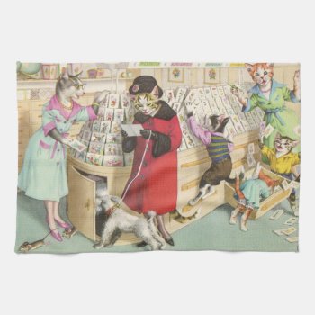 Catwalks: Card Buying Chaos - Tea Towel by zebracove at Zazzle