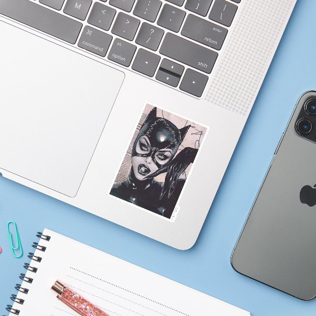 Catwoman #50 Sozomaika Cover Illustration Sticker (Laptop w/ iPhone)