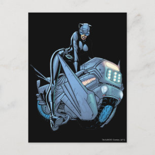 Catwoman and bike postcard