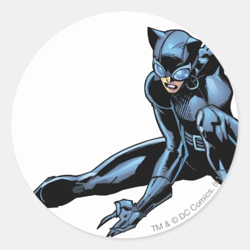 Catwoman crouches classic round sticker